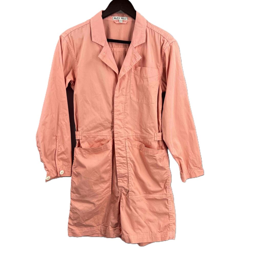 Alex Mill Jumpsuit Romper Pink Long Sleeve Utility Streetwear Pockets‎ Womens XS